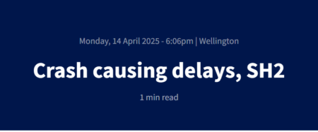Crash Causing Delays – SH2, Wellington