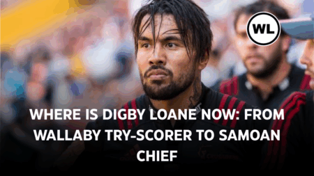 Where are they now- Digby Loane (Remembering a Wallaby Star Digby loane in Crusaders kit during a match, focused and intense, with teammates in the background.